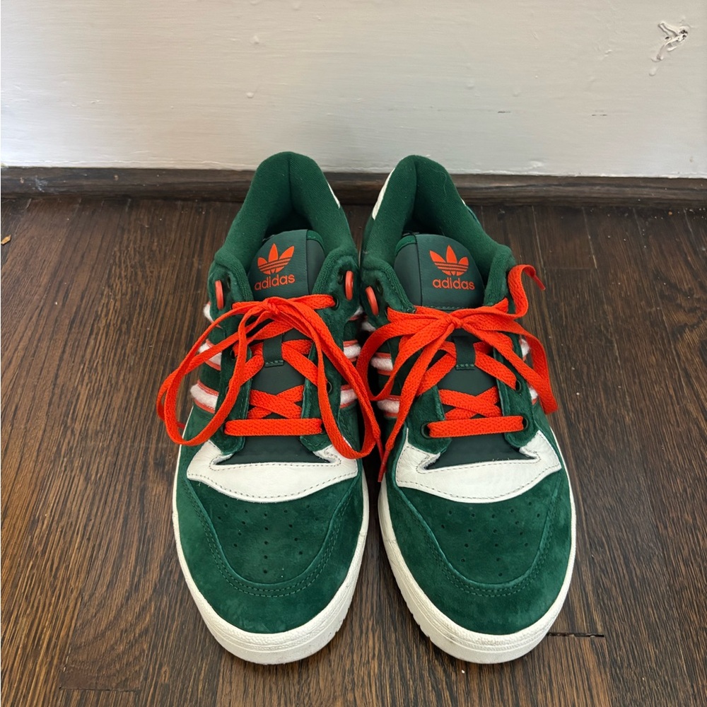 Adidas Low Rival Shoes (8.5) - Green and Orange - University of Miami